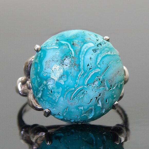 Vintage Sterling Silver Ring, Custom Made Ring, Sz 7.5 - Picture 2 of 6